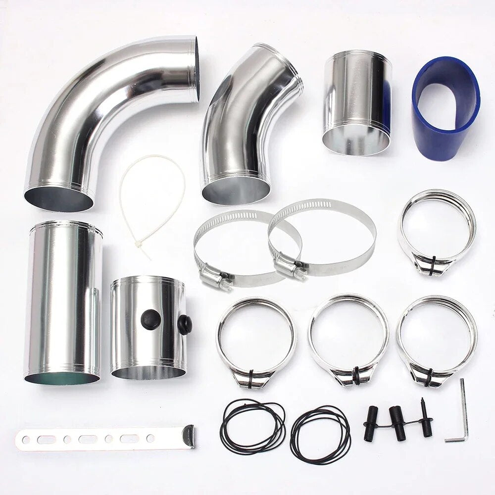 76mm Universal Auto Car Cold Air Intake System 3inch Aluminium Tube intake pipe Kit Turbo direct cold air Filter system EGRKit Shop