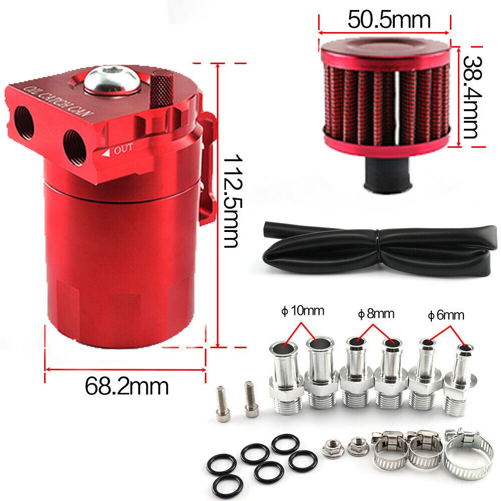 Oil Catch Can Kit Reservoir Baffled Tank with Breather Filter Aluminum Red EGRKIT Shop