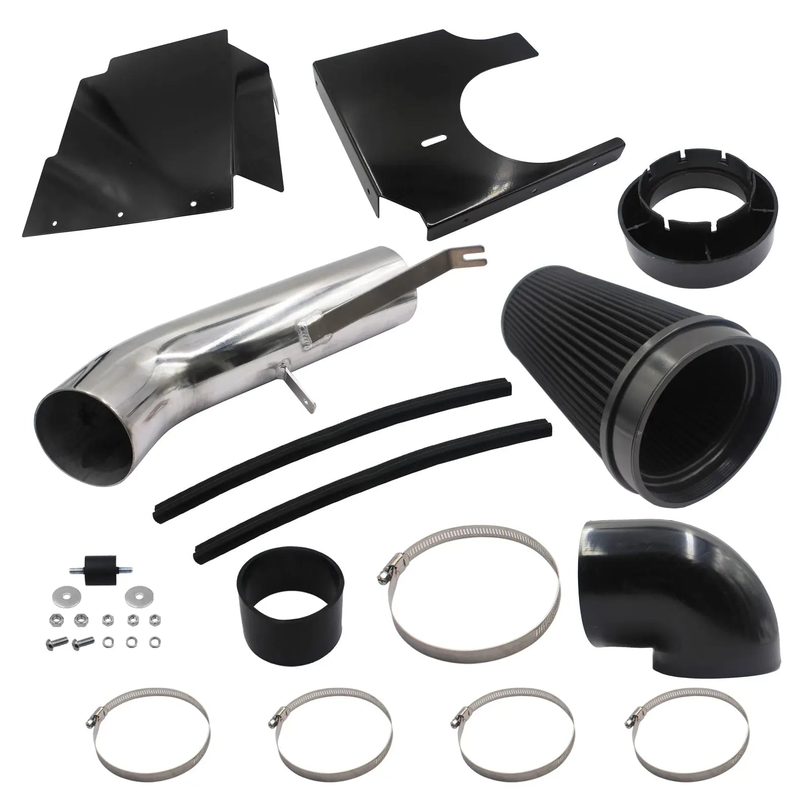 Black 4" Cold Air Intake System & Heat Shield For 1999-2006 GMC Yukon Sierra 1500 Chevy Tahoe Silverado 1500 4.8L 5.3L 6.0L V8 Egr Kit