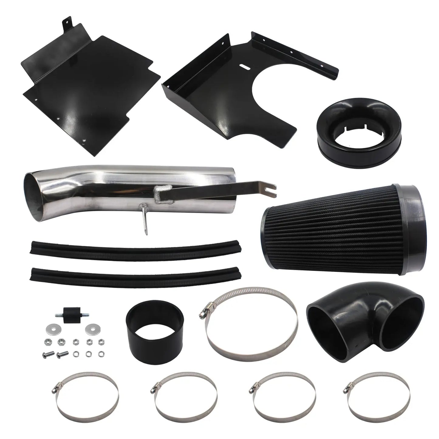 Black 4" Cold Air Intake System & Heat Shield For 1999-2006 GMC Yukon Sierra 1500 Chevy Tahoe Silverado 1500 4.8L 5.3L 6.0L V8 Egr Kit